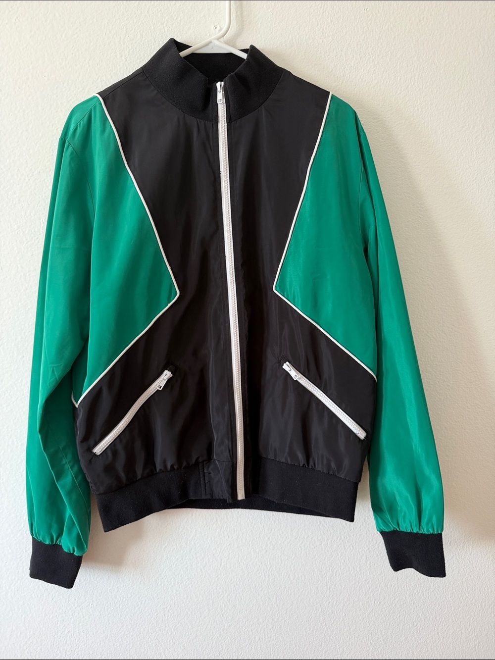 Forever 21 Black and Green Colorblock Bomber Jacket